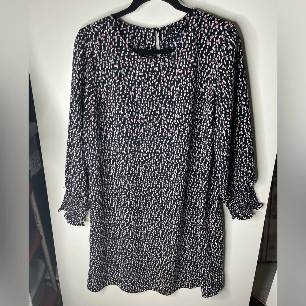 Ann Taylor Navy Print 3/4 Sleeved Shift Dress size 12